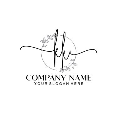 Çiçek ve Min ile Modern El Yazıları KK İlk Logo Şablonları