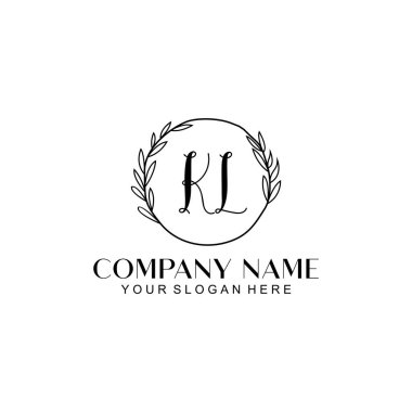 El yazısı KL Baş harfleriyle Çiçek Monogram Logosu Ayarları