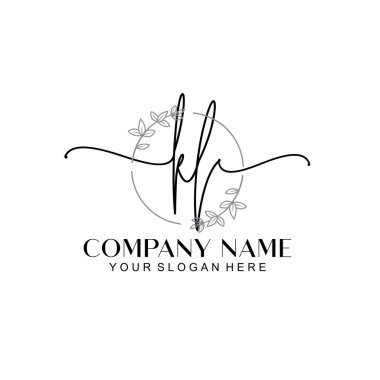 Çiçek ve Min ile Modern El Yazısı KL İlk Logo Şablonları