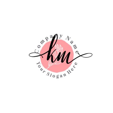 Çiçek ve Min ile Modern El Yazısı KM İlk Logo Şablonları