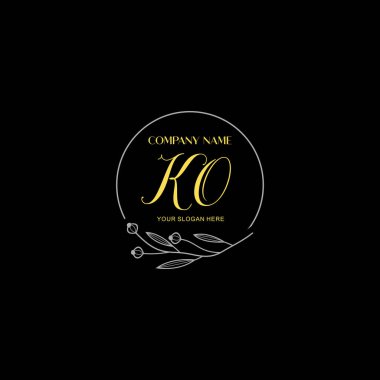Çiçek ve Lüks Acc ile El Yazısıyla KO İlk Logo Şablonları