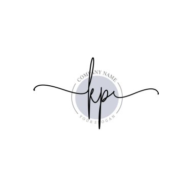 Çiçek ve Min ile Modern El Yazısı KP İlk Logo Şablonları