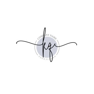 Çiçek ve Min ile Modern El Yazısı KQ İlk Logo Şablonları