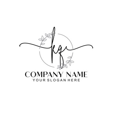 Çiçek ve Min ile Modern El Yazısı KQ İlk Logo Şablonları