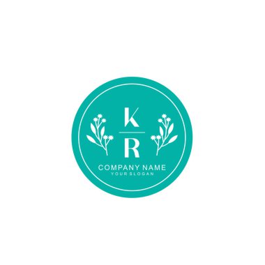 El yazısıyla KR Baş harfleriyle Çiçek Monogram Logosu Ayarları