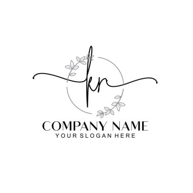 Çiçek ve Min ile Modern El Yazısı KR İlk Logo Şablonları
