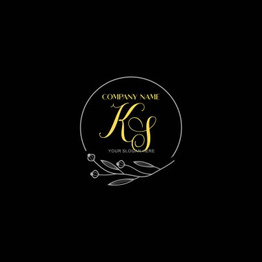 Çiçek ve Lüks Acc ile elle yazılmış KS İlk Logo Şablonları