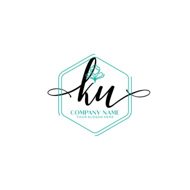 Çiçek ve Min ile Modern El Yazısı KU İlk Logo Şablonları