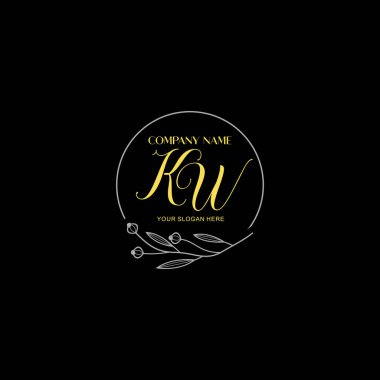 Çiçek ve Lüks Acc ile el yazması KW İlk Logo Şablonları