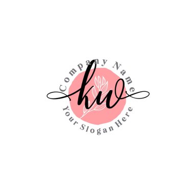 Çiçek ve Min ile Modern El Yazısı KW İlk Logo Şablonları
