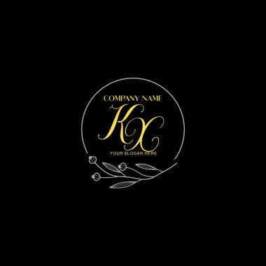 Çiçek ve Lüks Acc ile elle yazılmış KX İlk Logo Şablonları