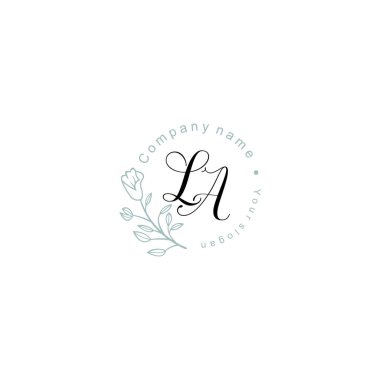Floral ve Luxury Acc ile el yazısıyla LA İlk Logo Şablonları
