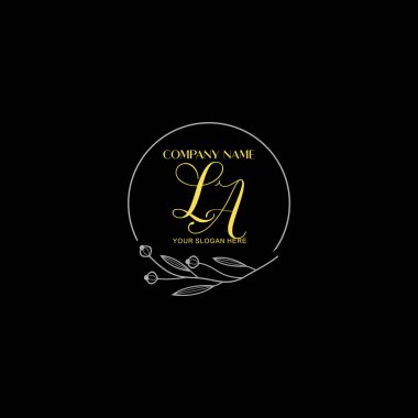 Floral ve Luxury Acc ile el yazısıyla LA İlk Logo Şablonları