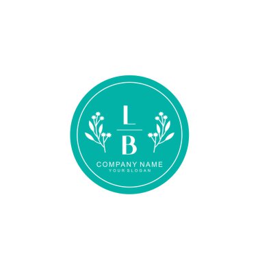 El yazısı LB Baş harfleriyle Çiçek Monogram Logosu Ayarları
