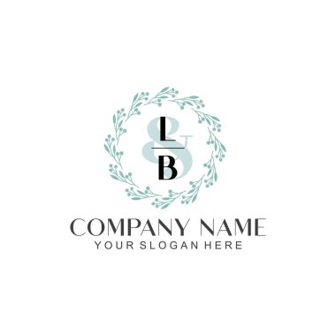 El yazısı LB Baş harfleriyle Çiçek Monogram Logosu Ayarları