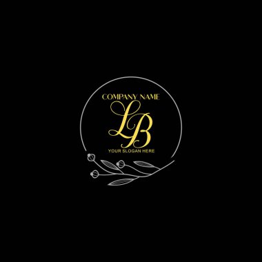 Floral ve Lüks Acc ile el yazısı LB İlk Logo Şablonları