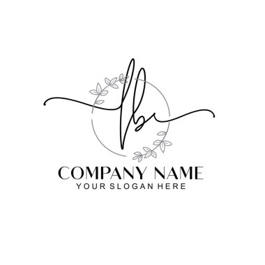 Çiçek ve Min ile Modern El Yazısı LB İlk Logo Şablonları