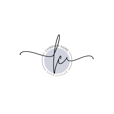 Floral ve Min ile Modern El Yazısı LC İlk Logo Şablonları