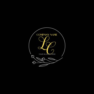 Floral ve Lüks Acc ile el yazısı LC İlk Logo Şablonları