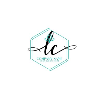 Floral ve Min ile Modern El Yazısı LC İlk Logo Şablonları