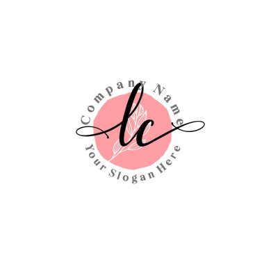 Floral ve Min ile Modern El Yazısı LC İlk Logo Şablonları