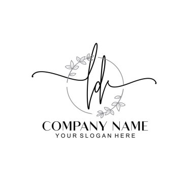 Çiçek ve Min ile Modern El Yazısı LD İlk Logo Şablonları