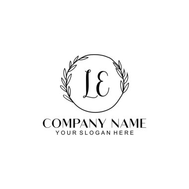 El yazısı LE Baş harfleriyle Çiçek Monogram Logosu Ayarları