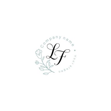 Floral ve Lüks Acc ile el yazısıyla LF İlk Logo Şablonları