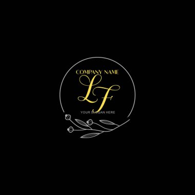 Floral ve Lüks Acc ile el yazısıyla LF İlk Logo Şablonları