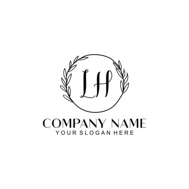 El yazısı LH Baş harfleriyle Çiçek Monogram Logosu Ayarları