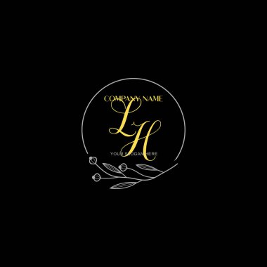 Çiçek ve Lüks Acc ile el yazısıyla LH İlk Logo Şablonları