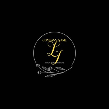 Floral ve Luxury Acc ile el yazısı LI İlk Logo Şablonları