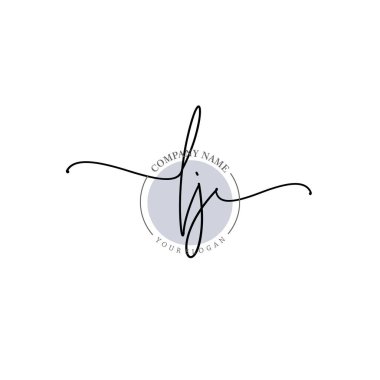 Floral ve Min ile Modern El Yazısı LJ İlk Logo Şablonları