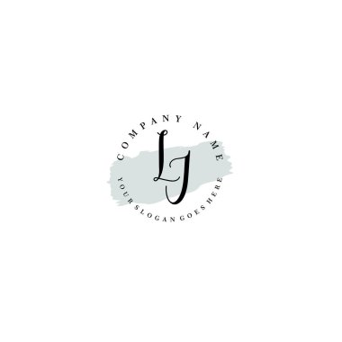 El yazısıyla LJ baş harfleriyle Çiçek Monogram Logosu Ayarları