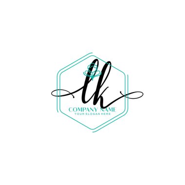 Floral ve Min ile Modern El Yazısı LK İlk Logo Şablonları