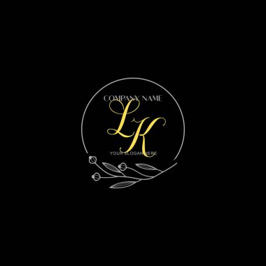 Floral ve Lüks Acc ile el yazısıyla LK İlk Logo Şablonları