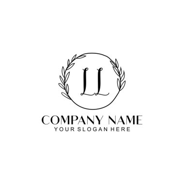 El yazısı LL Baş harfleriyle Çiçek Monogram Logosu Ayarları