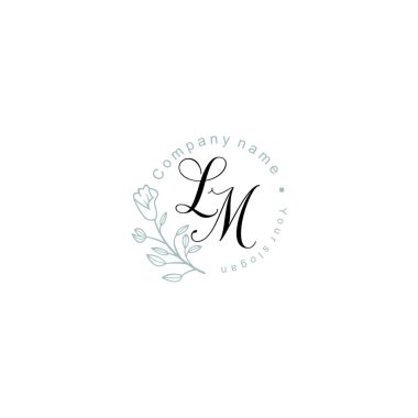 Floral ve Lüks Acc ile el yazması LM İlk Logo Şablonları