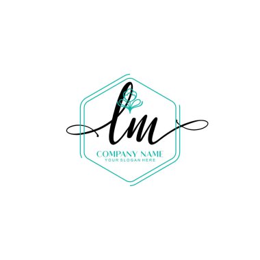 Floral ve Min ile Modern El Yazısı LM İlk Logo Şablonları