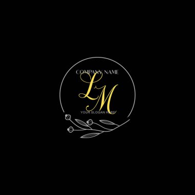 Floral ve Lüks Acc ile el yazması LM İlk Logo Şablonları