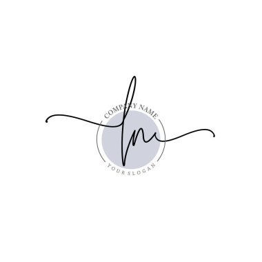 Çiçek ve Min ile Modern El Yazısı LN İlk Logo Şablonları