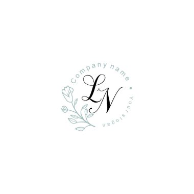 Floral ve Lüks Acc ile el yazması LN İlk Logo Şablonları