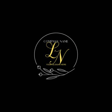 Floral ve Lüks Acc ile el yazması LN İlk Logo Şablonları