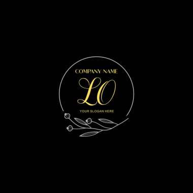 Floral ve Lüks Acc ile el yazısıyla LO İlk Logo Şablonları