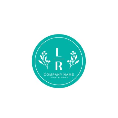 El yazısı LR Baş harfleriyle Çiçek Monogram Logosu Ayarları