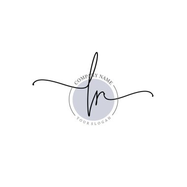 Floral ve Min ile Modern El Yazısı LR İlk Logo Şablonları