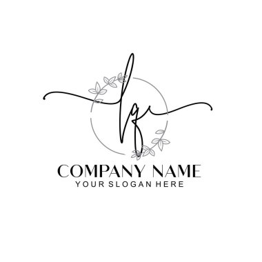 Floral ve Min ile Modern El Yazısı LQ İlk Logo Şablonları