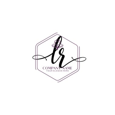 Floral ve Min ile Modern El Yazısı LR İlk Logo Şablonları