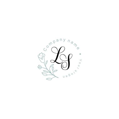 Floral ve Lüks Acc ile el yazması LS İlk Logo Şablonları