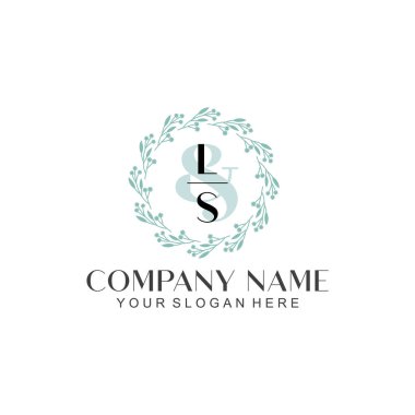El yazısı LS Baş harfleriyle Çiçek Monogram Logosu Ayarları
